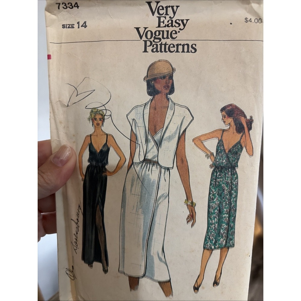 Vintage 1990s Very Easy Vogue Sewing Pattern 7334 Dress Jacket Size 14 Cut